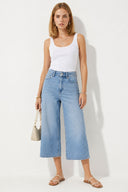 Geniş Paça Baggy Fit Med Blue Jean Şortolon-Med Blue