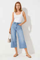 Geniş Paça Baggy Fit Med Blue Jean Şortolon-Med Blue
