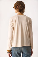 Kadın Gloria Bisiklet Yaka Regular Fit Uzun Kollu Tişört %100 Pamuk - Bej