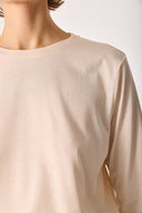 Kadın Gloria Bisiklet Yaka Regular Fit Uzun Kollu Tişört %100 Pamuk - Bej