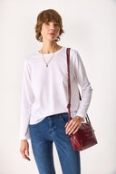 2li Siyah Beyaz Kadın Gloria Bisiklet Yaka Regular Fit Uzun Kollu Basic Tişört