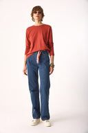 Kadın Gloria Bisiklet Yaka Regular Fit Uzun Kollu Tişört %100 Pamuk - Kiremit