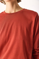 Kadın Gloria Bisiklet Yaka Regular Fit Uzun Kollu Tişört %100 Pamuk - Kiremit