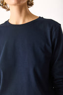 Kadın Gloria Bisiklet Yaka Regular Fit Uzun Kollu Tişört %100 Pamuk - Lacivert