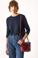 Kadın Gloria Bisiklet Yaka Regular Fit Uzun Kollu Tişört %100 Pamuk - Lacivert