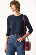 Kadın Gloria Bisiklet Yaka Regular Fit Uzun Kollu Tişört %100 Pamuk - Lacivert