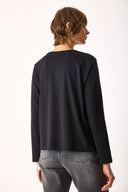 2li Siyah Beyaz Kadın Gloria Bisiklet Yaka Regular Fit Uzun Kollu Basic Tişört