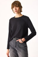 2li Siyah Beyaz Kadın Gloria Bisiklet Yaka Regular Fit Uzun Kollu Basic Tişört