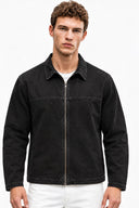 Gömlek Yaka Black Jean Ceket %100 Pamuk-Black