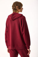 Kadın Grace Kapüşonlu Fermuarlı Regular Fit Basic Sweatshirt %100 Pamuk - Bordo