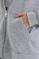 Kadın Grace Kapüşonlu Fermuarlı Regular Fit Basic Sweatshirt - Gri Melanj