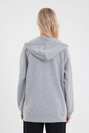 Kadın Grace Kapüşonlu Fermuarlı Regular Fit Basic Sweatshirt - Gri Melanj