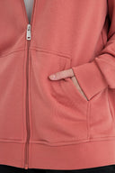 Kadın Grace Kapüşonlu Fermuarlı Regular Fit Basic Sweatshirt - Gülkurusu