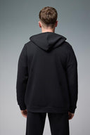 Erkek Greg Kapüşonlu Önü Fermuarlı Basic Sweatshirt - Siyah