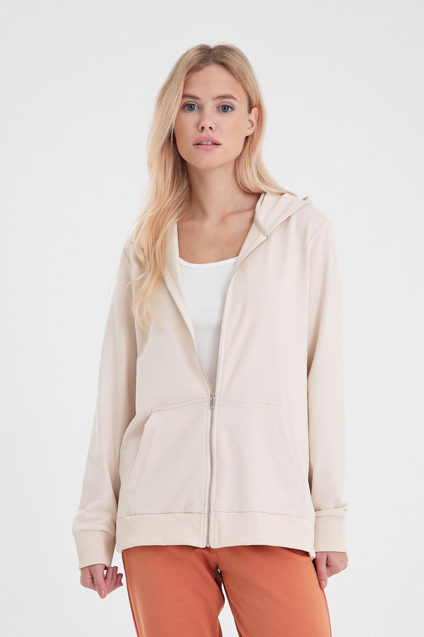Kadın Gwen Taş Yanı Yırtmaçlı Fermuarlı Sweatshirt - 200010-092