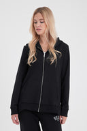 Kadın Gwen Yanı Yırtmaçlı Fermuarlı Sweatshirt - Siyah