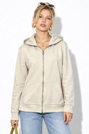 Gwen Yanı Yırtmaçlı Fermuarlı Sweatshirt-Gri
