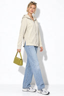Gwen Yanı Yırtmaçlı Fermuarlı Sweatshirt-Gri