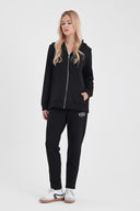 Kadın Gwen Yanı Yırtmaçlı Fermuarlı Sweatshirt - Siyah