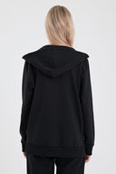 Kadın Gwen Yanı Yırtmaçlı Fermuarlı Sweatshirt - Siyah