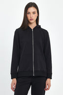 Kadın Gwen Yanı Yırtmaçlı Fermuarlı Sweatshirt - Siyah