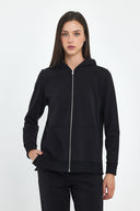 Kadın Gwen Yanı Yırtmaçlı Fermuarlı Sweatshirt - Siyah