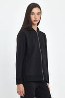 Kadın Gwen Yanı Yırtmaçlı Fermuarlı Sweatshirt - Siyah