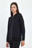 Kadın Gwen Yanı Yırtmaçlı Fermuarlı Sweatshirt - Siyah