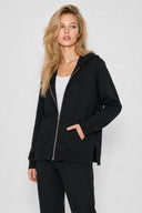 Gwen Yanı Yırtmaçlı Fermuarlı Sweatshirt-Siyah