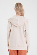 Kadın Gwen Yanı Yırtmaçlı Fermuarlı Sweatshirt - Taş