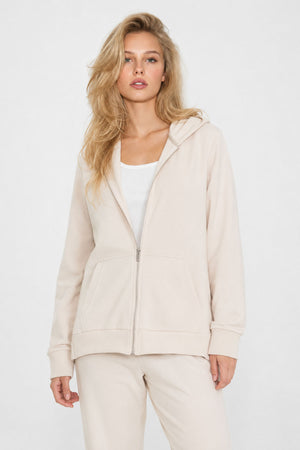 Gwen Yanı Yırtmaçlı Fermuarlı Sweatshirt-Taş