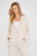 Gwen Yanı Yırtmaçlı Fermuarlı Sweatshirt-Taş