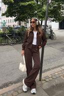 Hailey Geniş Paça Scuba Jogging Pantolon-Kahverengi