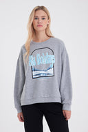 Kadın Holiday Baskılı Sweatshirt - Gri Melanj