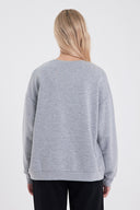 Kadın Holiday Baskılı Sweatshirt - Gri Melanj