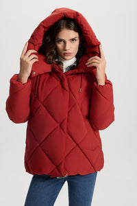 Kadın Holly Baklava Desenli Şişme Mont - Kiremit