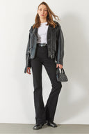 Kadın Jenny Black Yüksek Bel Flare Jean Pantolon-Black