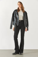 Kadın Jenny Black Yüksek Bel Flare Jean Pantolon-Black
