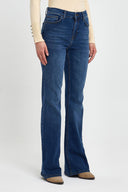 Kadın Jenny Dirty Dark Blue Yüksek Bel Flare Jean Pantolon - Dirty Dark Blue
