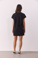 Kadın Jessy Bisiklet Yaka Regular Fit Örme Elbise %100 Pamuk - Siyah