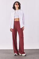 Kadın Jovie Yumuşak Dokulu Yüksek Bel Wide Leg Eşofman Altı (CUPRO) - Bordo