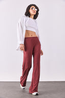 Kadın Jovie Yumuşak Dokulu Yüksek Bel Wide Leg Eşofman Altı (CUPRO) - Bordo