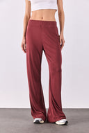 Kadın Jovie Yumuşak Dokulu Yüksek Bel Wide Leg Eşofman Altı (CUPRO) - Bordo