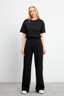 Kadın Jovie Yumuşak Dokulu Yüksek Bel Wide Leg Pantolon (CUPRO) - Siyah
