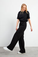 Kadın Jovie Yumuşak Dokulu Yüksek Bel Wide Leg Pantolon (CUPRO) - Siyah