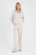 Kadın Jovie Yumuşak Dokulu Yüksek Bel Wide Leg Pantolon (CUPRO) - Kemik