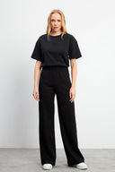 Kadın Jovie Yumuşak Dokulu Yüksek Bel Wide Leg Pantolon (CUPRO) - Siyah