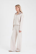 Kadın Jovie Yumuşak Dokulu Yüksek Bel Wide Leg Pantolon (CUPRO) - Kemik