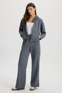 Kadın Jovie Yumuşak Dokulu Yüksek Bel Wide Leg Pantolon (CUPRO) - Antrasit