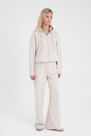 Kadın Jovie Yumuşak Dokulu Yüksek Bel Wide Leg Pantolon (CUPRO) - Kemik